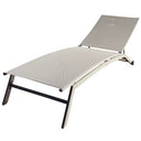 Folding Garden Sunlounger Adjustable Deckchair, Textilene Backrest, Beach and Sea - 195x63x34