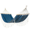 Garden Hammock for Terrace, with Macrame Design Fringes, Polyester with Wooden Bars | 200x100