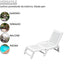 Folding Garden Sunbed, in Shockproof Resin, Contemporary Design 177x30x61h