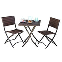 Folding Garden Dining Set in POLYRATTAN, with Square Table and 2 CHAIRS, Outdoor Bar