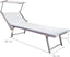 Lot de 2 Chaises Longues Pliantes, Jardin avec Auvent, Dossier Réglable - 189x58x86h Blanc