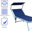 Set of 2 Folding Sun Loungers, Garden with Canopy, Adjustable Backrest – 189x58x36h Blue