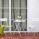 Ensemble Bistrot Balcon, Bar, Terrasse avec Table Ronde et 2 Chaises Pliantes Blanc