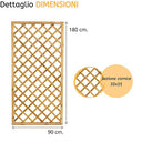 Pannello Grigliato in Legno per Giardino, Balcone, Terrazzo, per Rampicanti, Alta Recinzione Rettangolare – 90x180h