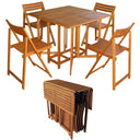 ZIK Set da Pranzo Tavolo e Sedie da Giardino per Esterno, Pieghevoli, 4 Posti, in Legno d’Acacia – 90x90x74h