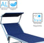 Set of 2 Folding Sun Loungers, Garden with Canopy, Adjustable Backrest – 189x58x36h Blue